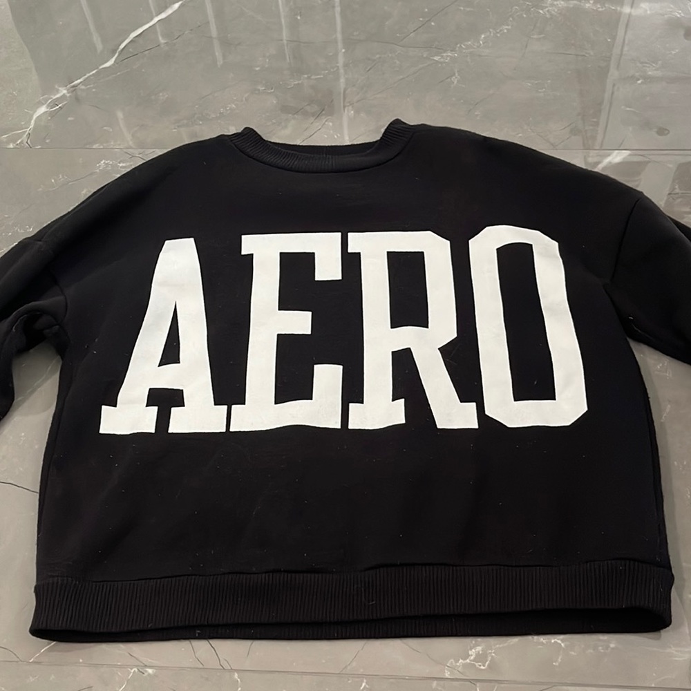 AERO sweater in black and bold white letters✨